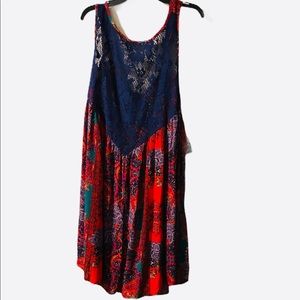 Free People  dress hot red combo